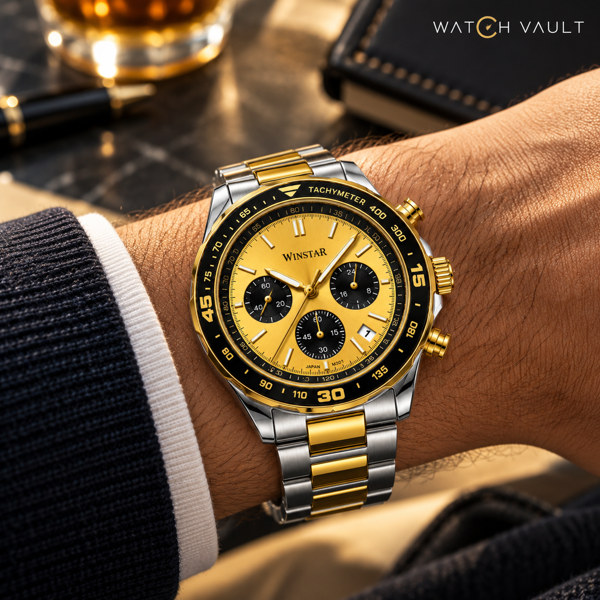 Winstar Men's Gold & Silver Stainless Steel Watch - Chronograph Style