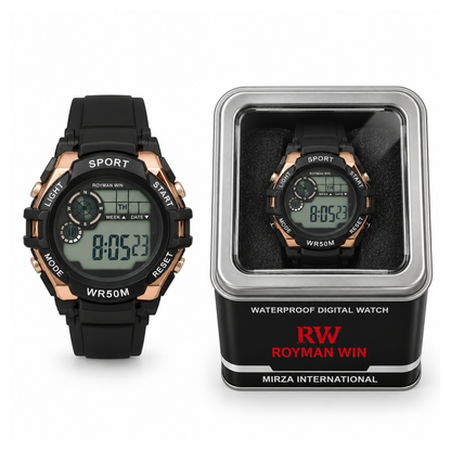 Royman Win Kids Digital Sports Watch - Black & Rose Gold