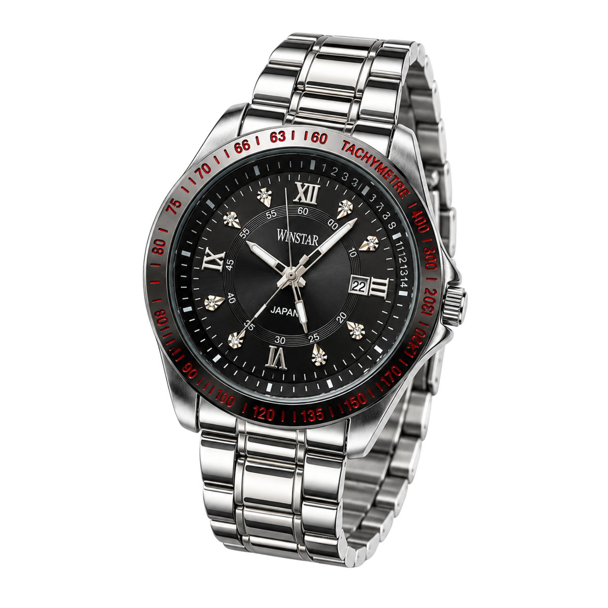 Winstar Men's Black Dial Stainless Steel Analog Watch