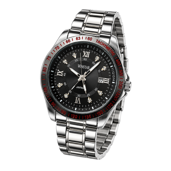 Winstar Men's Black Dial Stainless Steel Analog Watch
