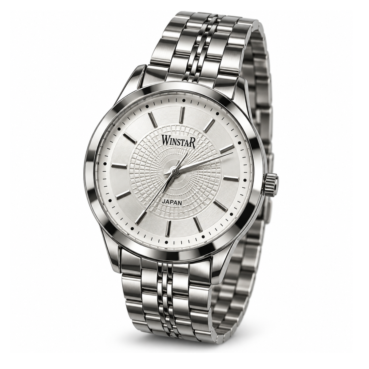 Winstar Men's Silver Analog Watch - Textured Dial & Steel Bracelet