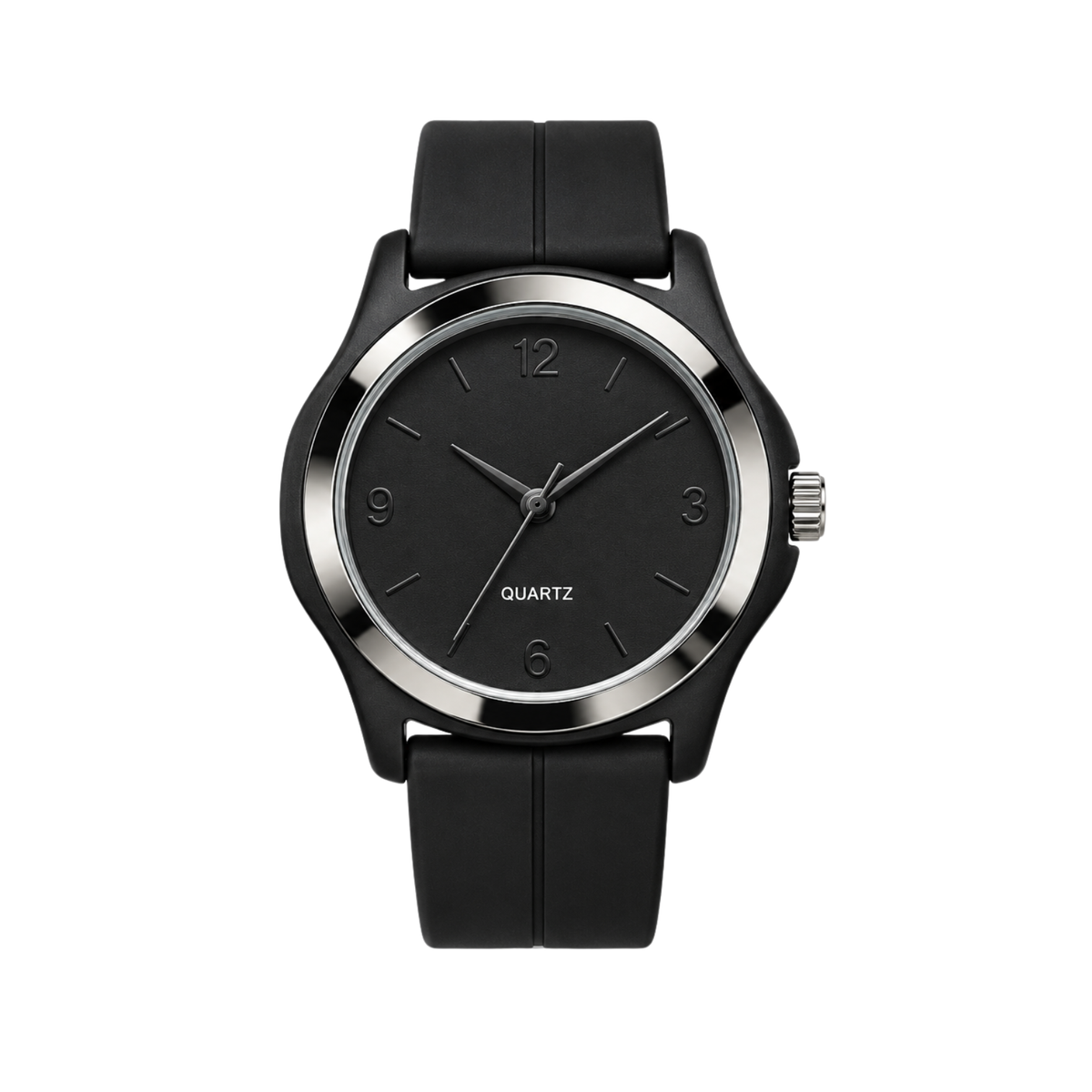 Royman Win Men's Black Waterproof Quartz Watch - Silicone Strap