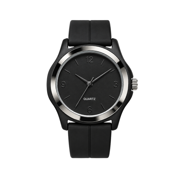 Royman Win Men's Black Waterproof Quartz Watch - Silicone Strap