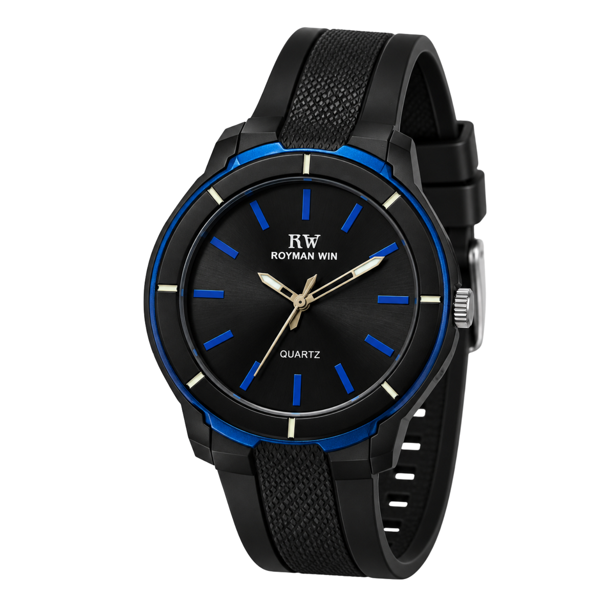 Royman Win Men's Black & Blue Quartz Analog Watch