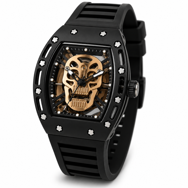 KIMSDUN Skull Men's Quartz Watch – 40mm | Barrel Shaped | Luminous | Silicone Strap