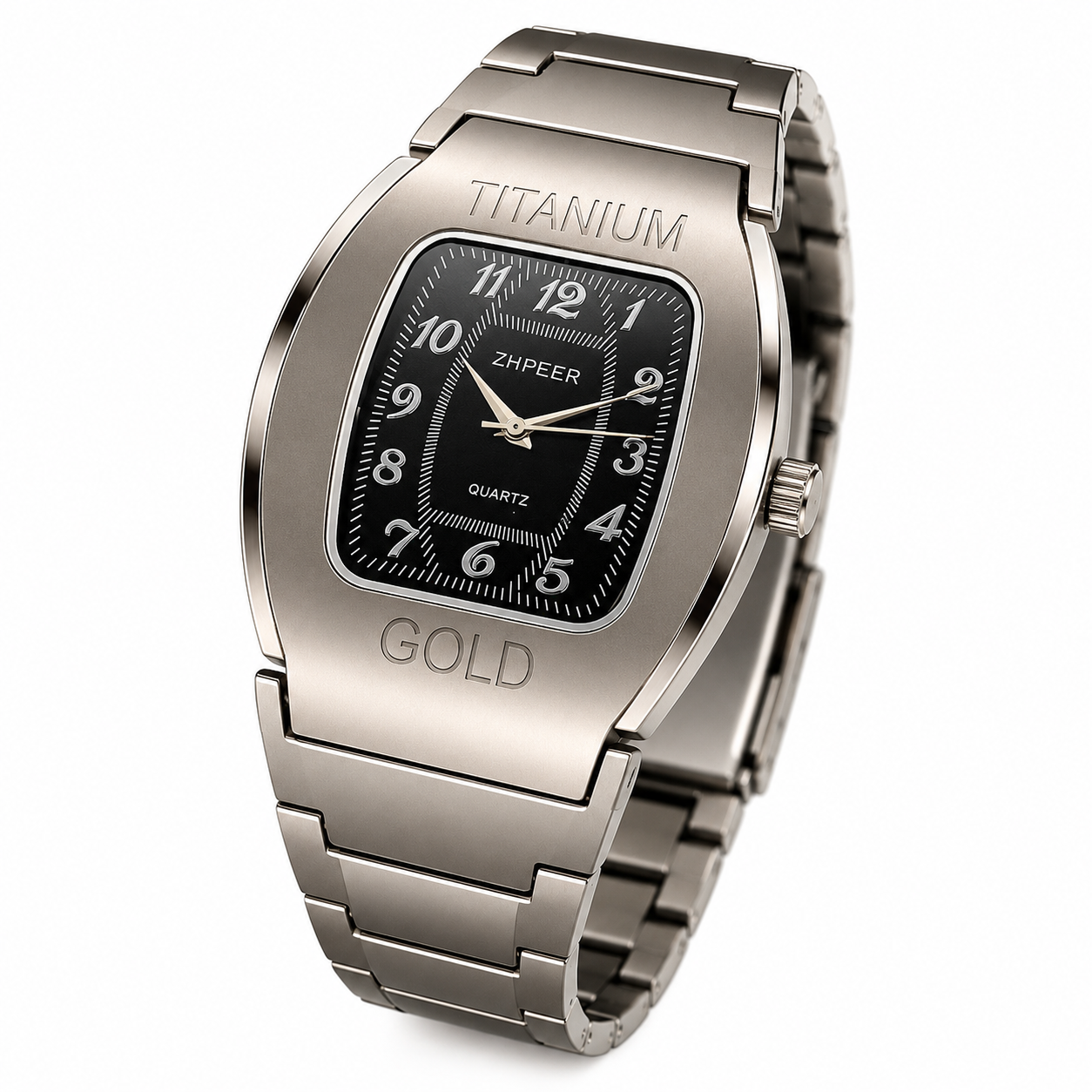 ZHPEER Men's Quartz Watch – 44mm Barrel Dial | Gun Black | Business Casual