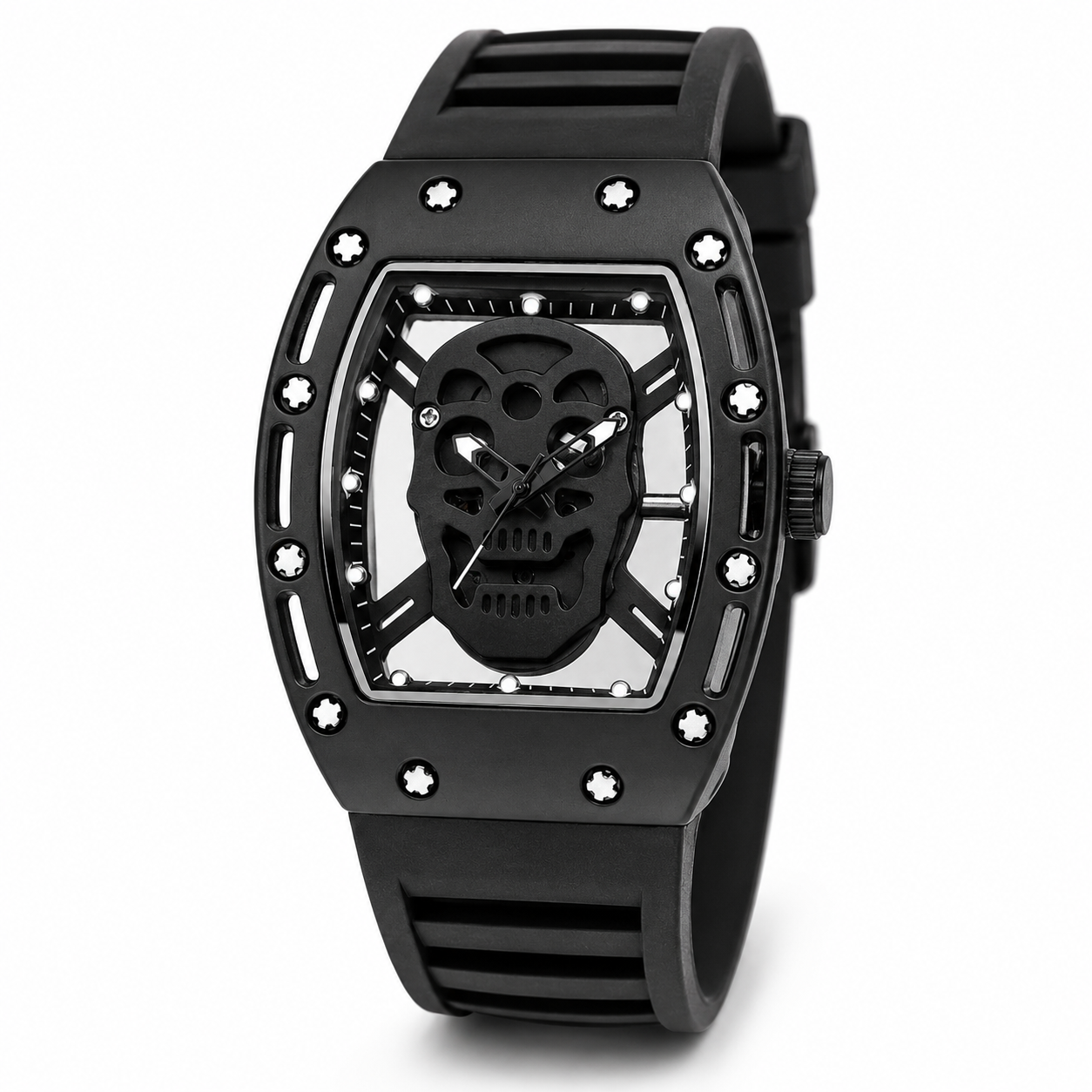 KIMSDUN Skull Men's Quartz Watch – Rose Gold Barrel | Luminous | Silicone Strap