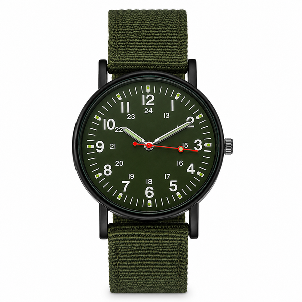 Men's Sport Quartz Watch – Black Nylon Strap | Military Style | Casual Outdoor