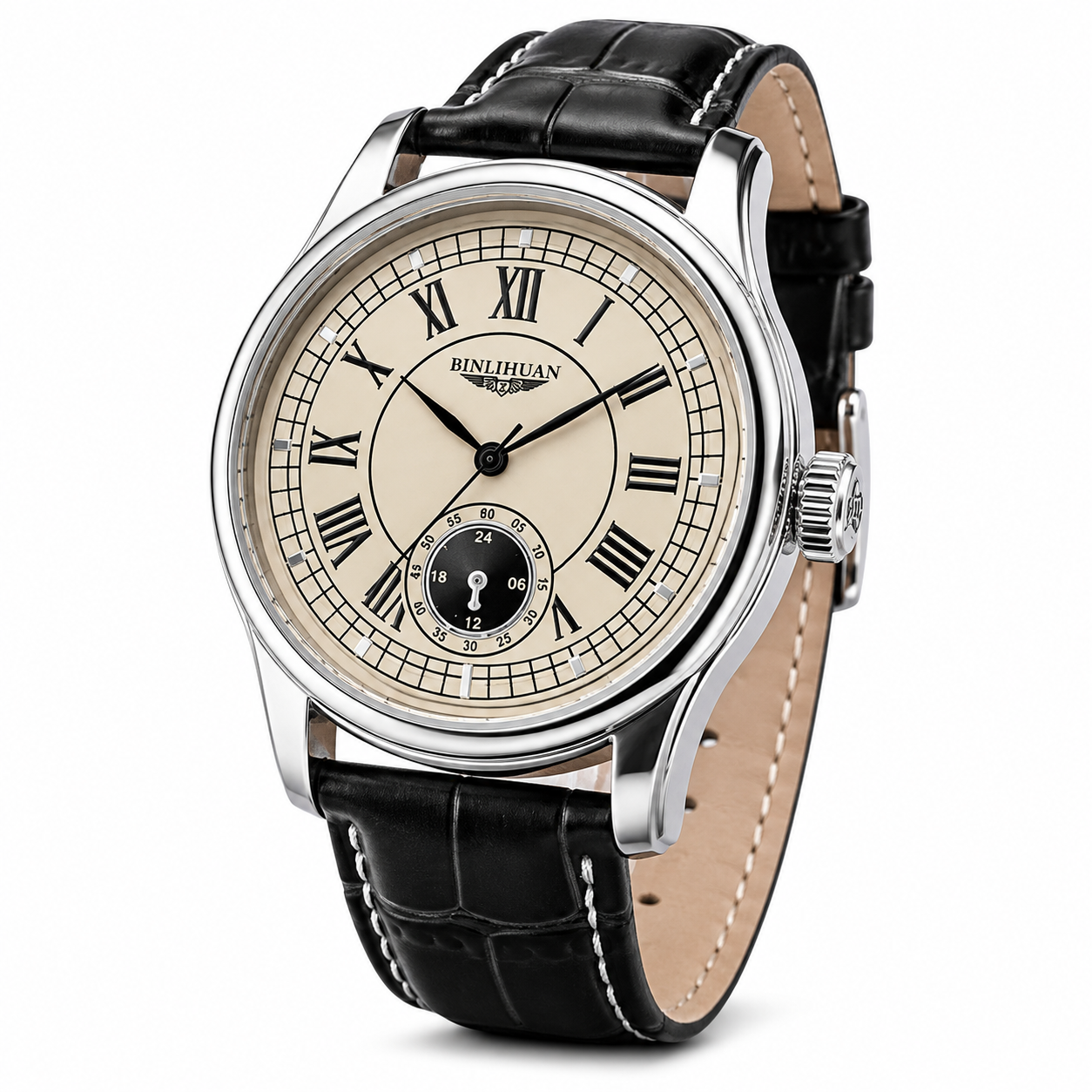BINLIHUAN Men's Quartz Watch – 41mm Leather Strap | SL68 Movement | Life Waterproof