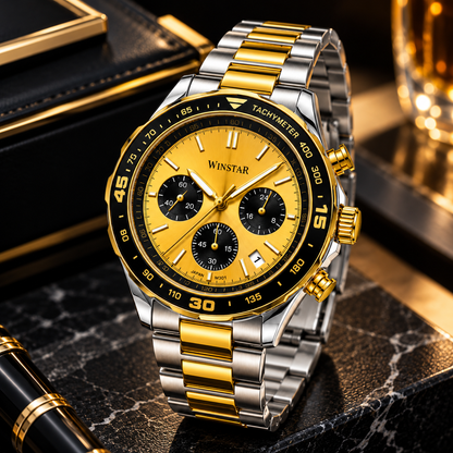 Winstar Men's Gold & Silver Stainless Steel Watch - Chronograph Style