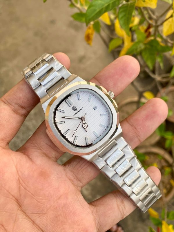 POEDAGAR 613 Silver Chain White Dial